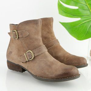 Born Women's Grado Boot Size 9 Tan Suede Distress Western Moto Boho Comfy Shoe